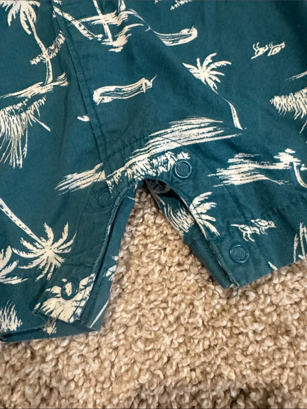 Carter's Teal and White Palm Print Romper One Piece 24 Month